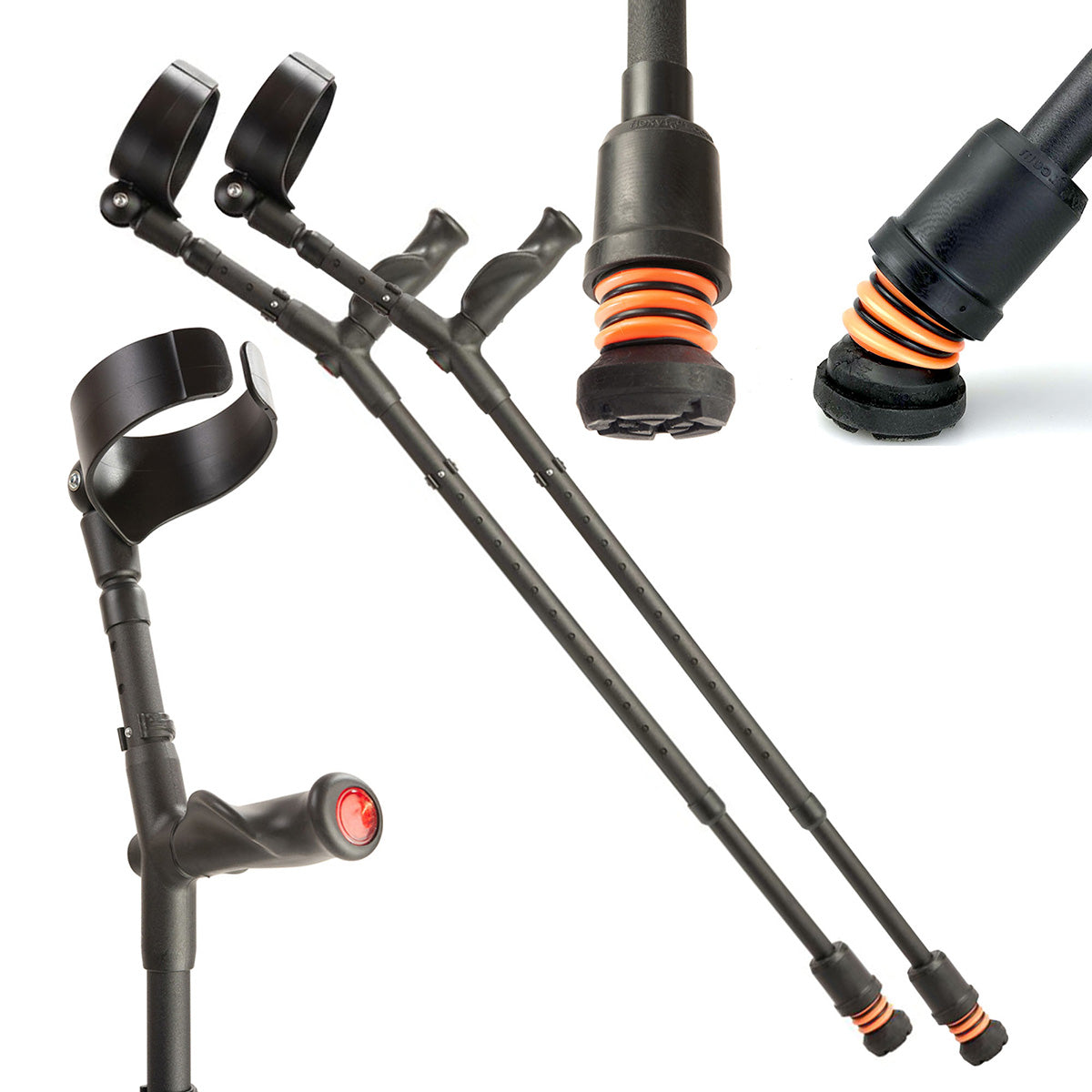 Flexyfoot Comfort Grip Double Adjustable Crutches - Black